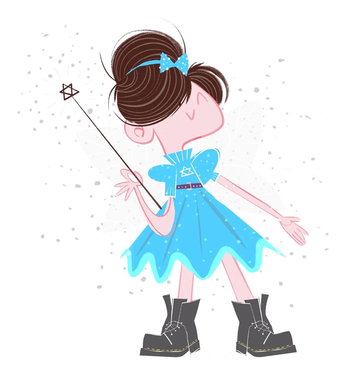 The Hanukkah Fairy with her star wand, ready for a little hide-and-seek